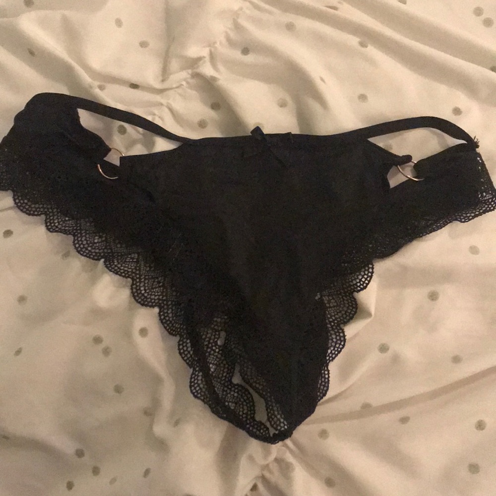 Victoria secret black thong with bow